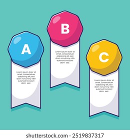 Lindo elemento para el Plan de negocios, objetivos o Plantilla de informes. Infografía decorativa de dibujos animados Vector