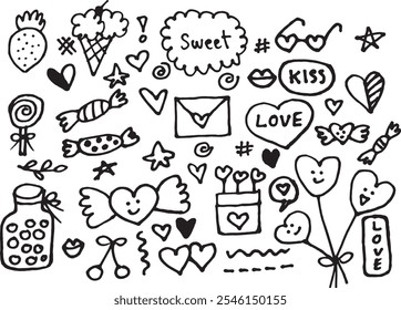 Cute element doodle cartoon hand drawn , coloring book