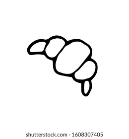 Cute element in doodle style yummy croissant, pie, sweetness, bakery. Hand drawn vector illustration. Trendy design elements for holidaygreeting cards, decor. Isolated on white
