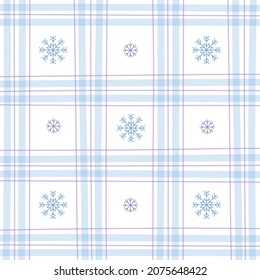 Gradiente De Elemento Cute Snowflake Invierno Azul Morado Lilac Violet Gingham Patrón Editable Stroke. Ilustración de dibujos animados, estera, tela, mechón, papel de envolvimiento.