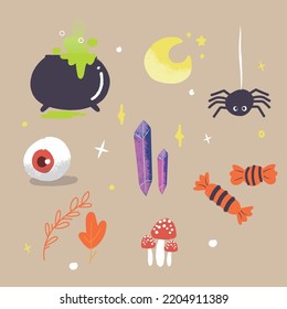 Cute element Halloween freehand graphic, concept wax crayon art, and vector lines.