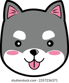 cute element or icon of happy puppy siberian husky head vector illustration