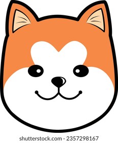 cute element or icon of happy puppy shibuya hachi head vector illustration