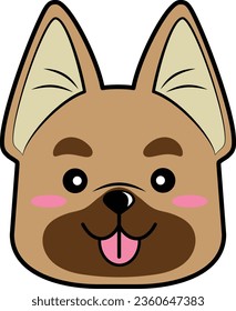 cute element or icon of happy puppy german shepherd face vector illustration