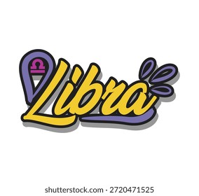 bonito elemento lettering zodíaco libra