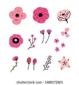 Cute Element pink flowers vector.