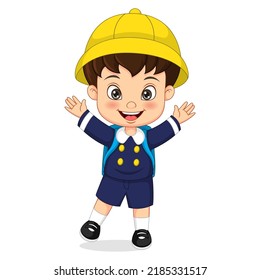 Cute elementary japanese school boy posing