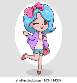 Cute elementary school girl posing