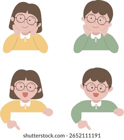 Bonito conjunto de pose de estudante do ensino fundamental