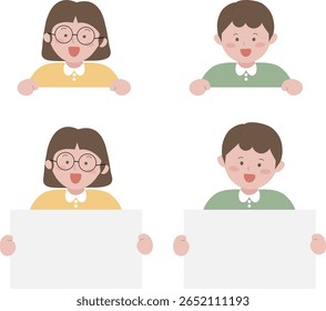 Cute elementary school student pose set