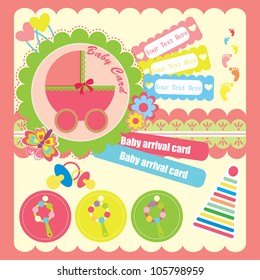 cute elements for baby scrapbook. vector illustration