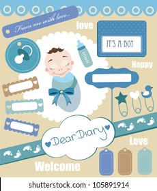 cute elements for baby scrapbook. vector illustration