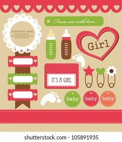 cute elements for baby scrapbook. vector illustration