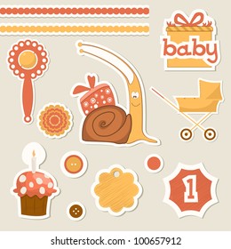 Cute elements for the children's birthday.vector illustration