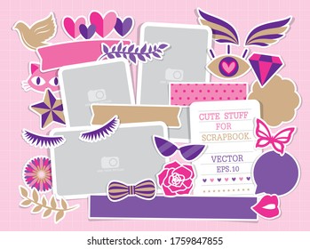 Cute elements graphic vector set for decorating girly artwork or scrapbook.