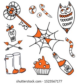 Cute elements for halloween pattern. Funny ornament