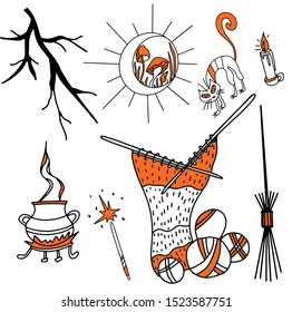 Cute elements for halloween pattern. Funny ornament