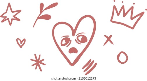 Cute elements for heart image decoration vector doodle illustration. 