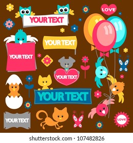 Cute elements with place for text set