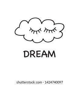Cute elements in Scandinavian style in vector. Nordic cloud for design poster, wrapping, postcard and other.