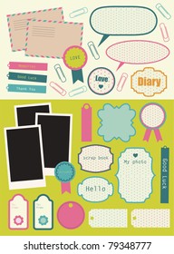 cute elements for scrap booking. vector illustration