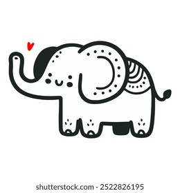 cute elephant animal cartoon doodle hand drawn vector illustration template design