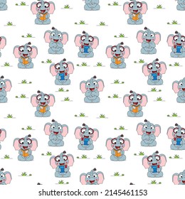 cute elephant animal cartoon pattern