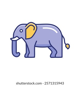 Cute elephant animal cartoon vector illustration graphic design in blue and yellow