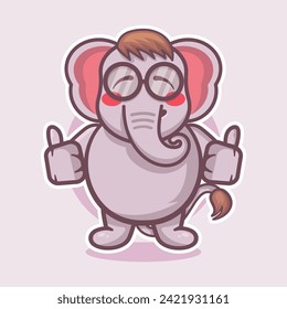 cute elephant animal character mascot with thumb up hand gesture isolated cartoon