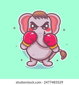 cute elephant animal character mascot playing boxing sport isolated cartoon