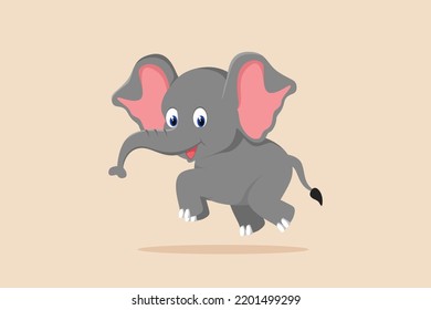 Cute elephant animal. Color animal concept. Flat vector illustrations isolated.