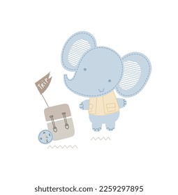 cute elephant animal graphics for kids vector