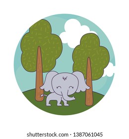 cute elephant animal in landscape