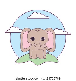 cute elephant animal in landscape