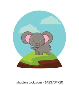 cute elephant animal in landscape natural