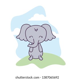 cute elephant animal in landscape scene