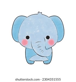 Cute elephant animal watercolor style on a white background llustration vecto