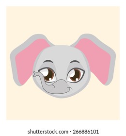 Cute elephant avatar with flat colors