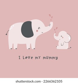 cute elephant with cute baby