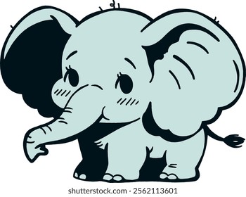 Cute Elephant Baby Adorable Animal Vector Illustration