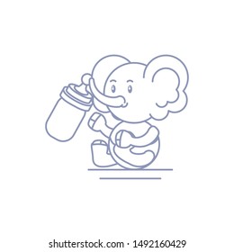 cute elephant baby animal and bottle milk