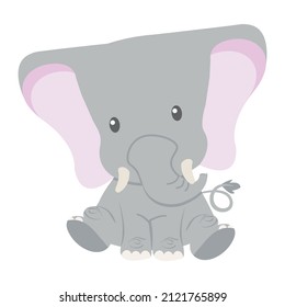 cute elephant baby cartoon vector
