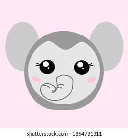 Cute elephant baby in kawaii style