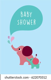 cute elephant baby shower vector