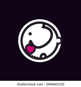 Cute Elephant Baby Trunk with Heart Love logo sticker design 