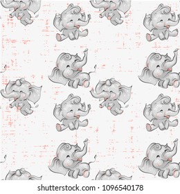 Cute elephant with balloon hand drawn vector illustration. Can be used for t-shirt print, kids wear fashion design, baby shower invitation card.