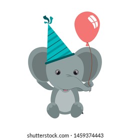 cute elephant with balloon helium