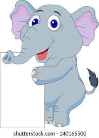 Cute elephant with blank sign