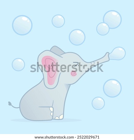 cute elephant blowing bubbles through its trunk