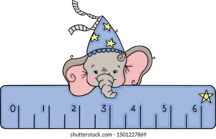Cute elephant with blue ruler
